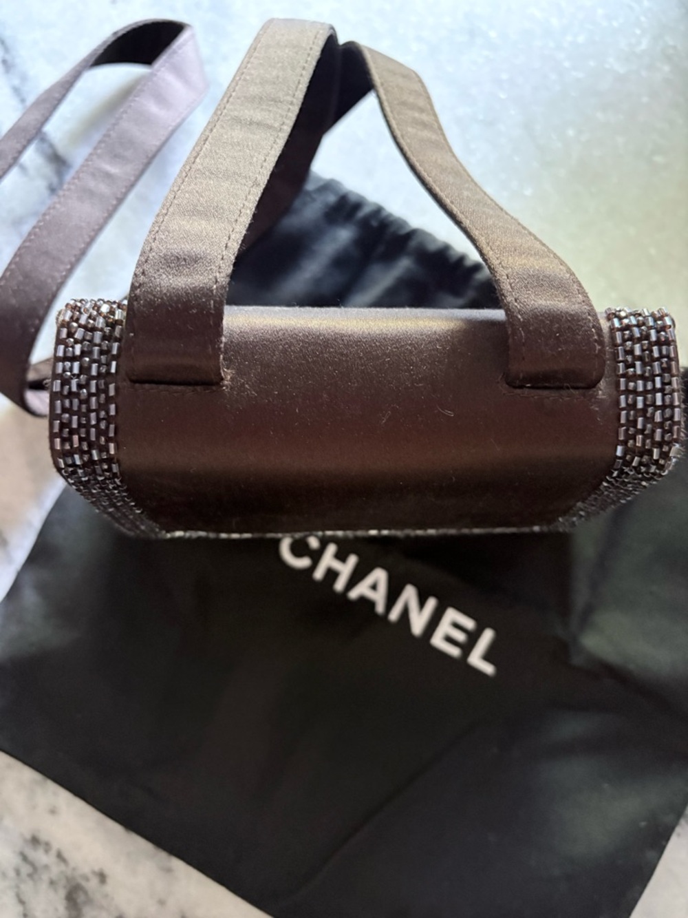 Vintage CHANEL Brown Mini Crossbody Evening Bag with Signature Trim - Picture 3 of 4